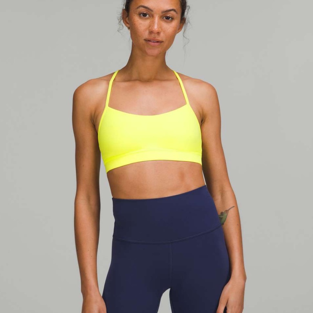 lululemon athletica Neon Yellow Strappy Scoop Sports Bra